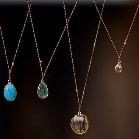 Rutilated Quartz Pendant Necklace with Inclusions