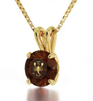 Scorpio Sign, 14k Gold Necklace, Swarovski