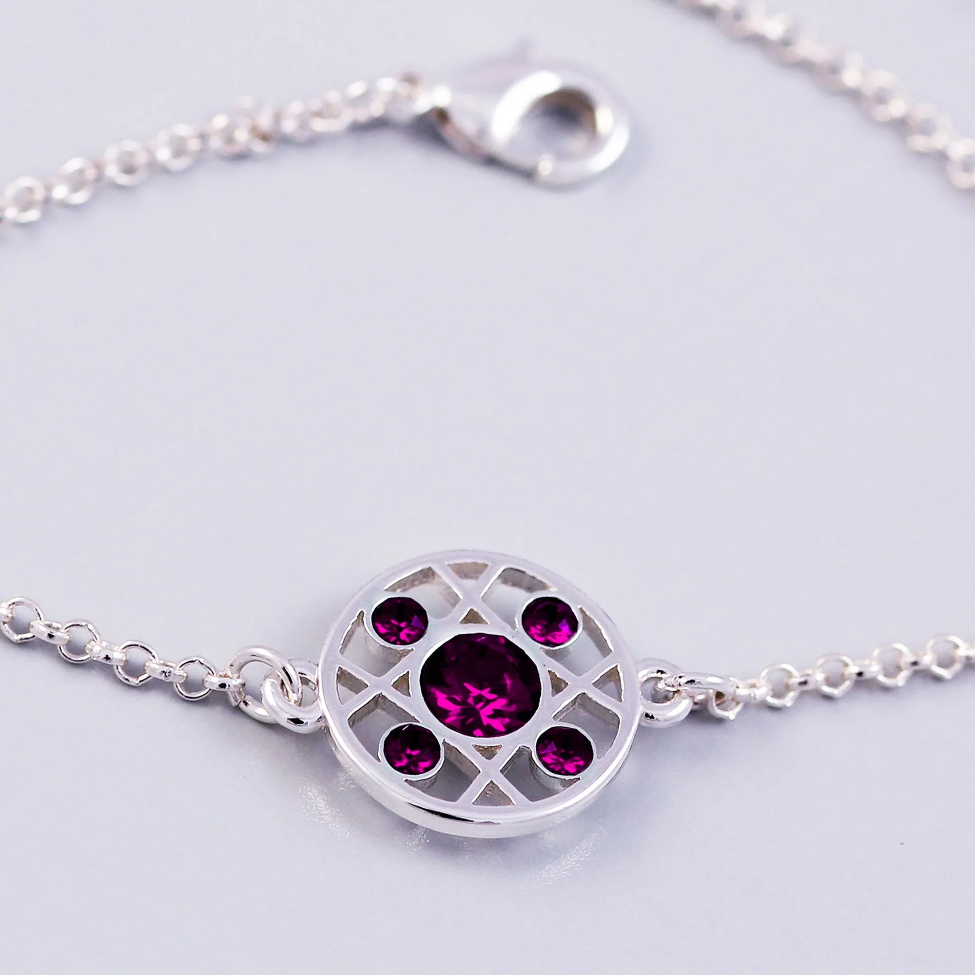 Silver Amethyst February Birthstone Hugs & Kisses Bracelet
