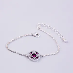 Silver Amethyst February Birthstone Hugs & Kisses Bracelet