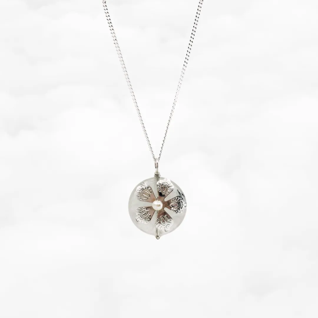 Silver Flower Tourmaline Necklace