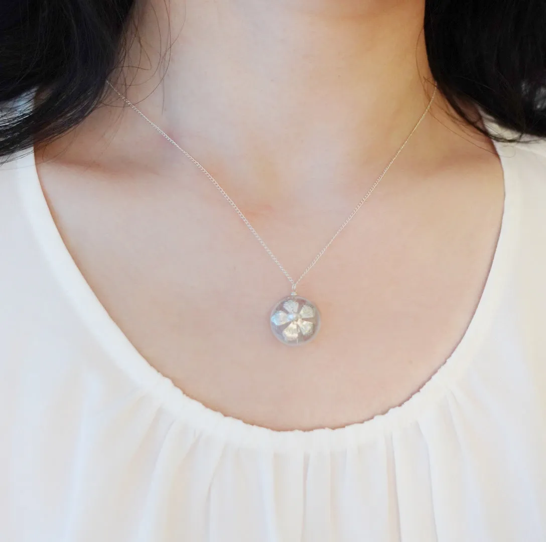 Silver Flower Tourmaline Necklace