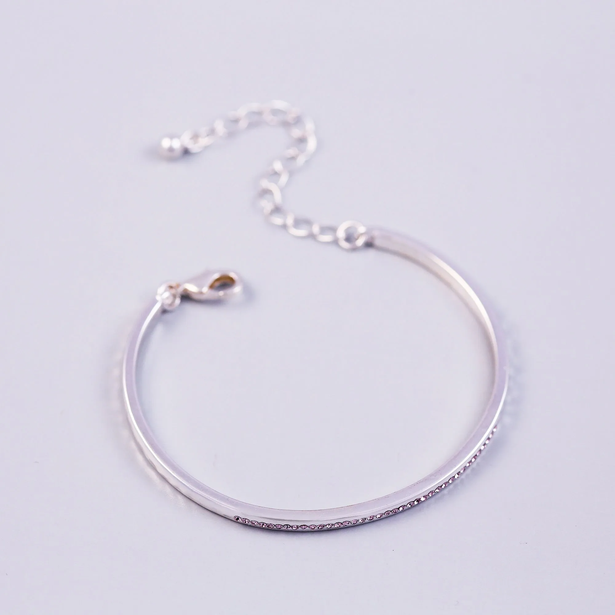 Silver Light Amethyst June Birthstone Bangle