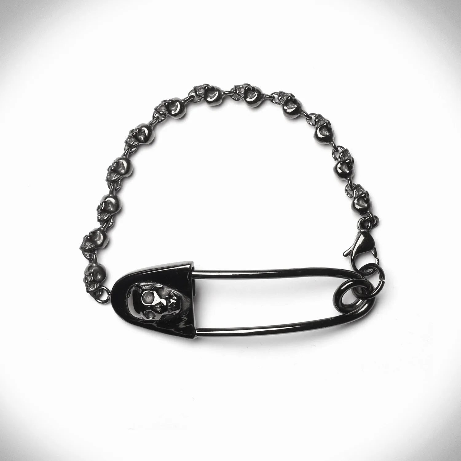 Skulls Safety Pin Bracelet