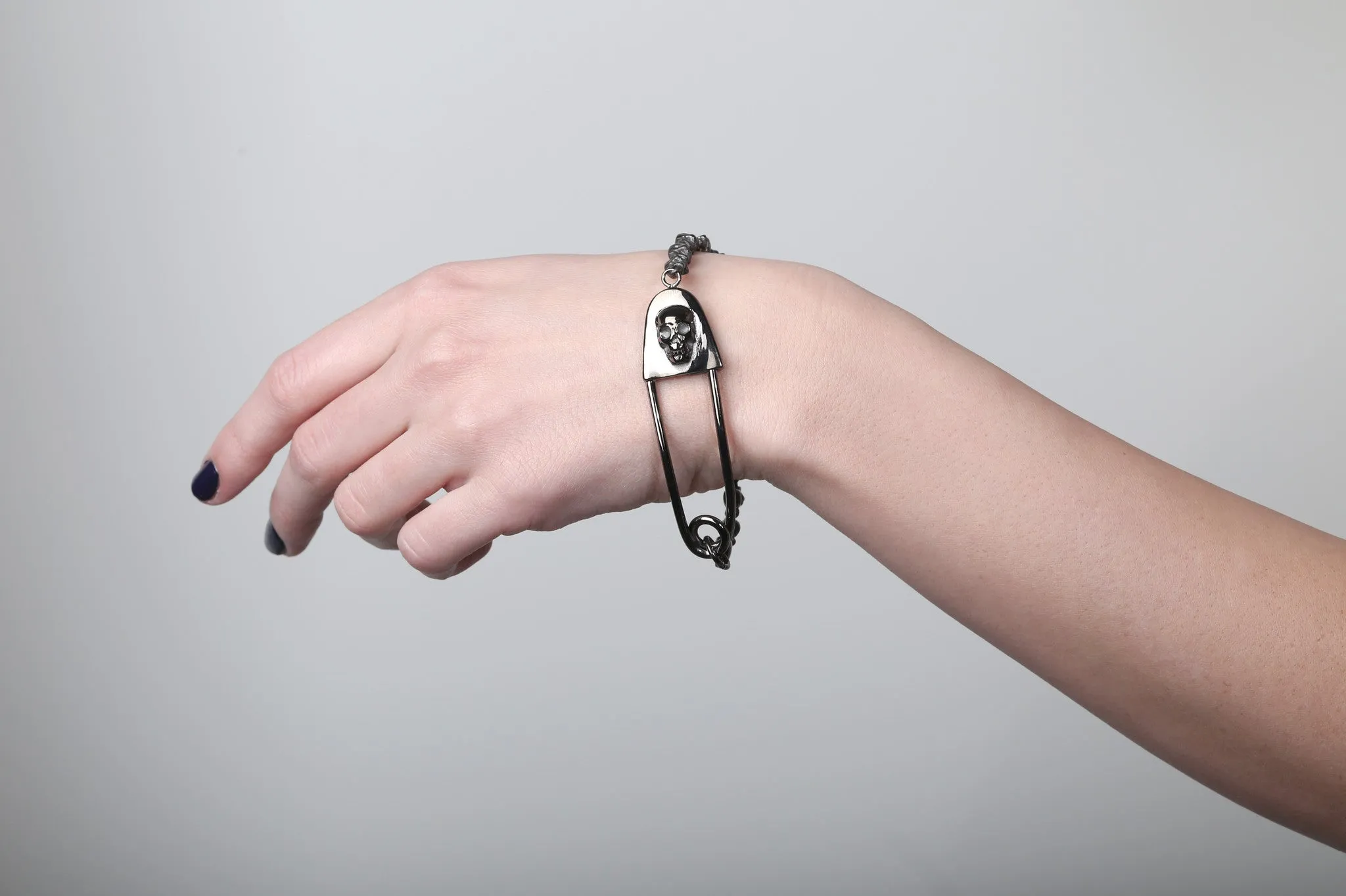 Skulls Safety Pin Bracelet