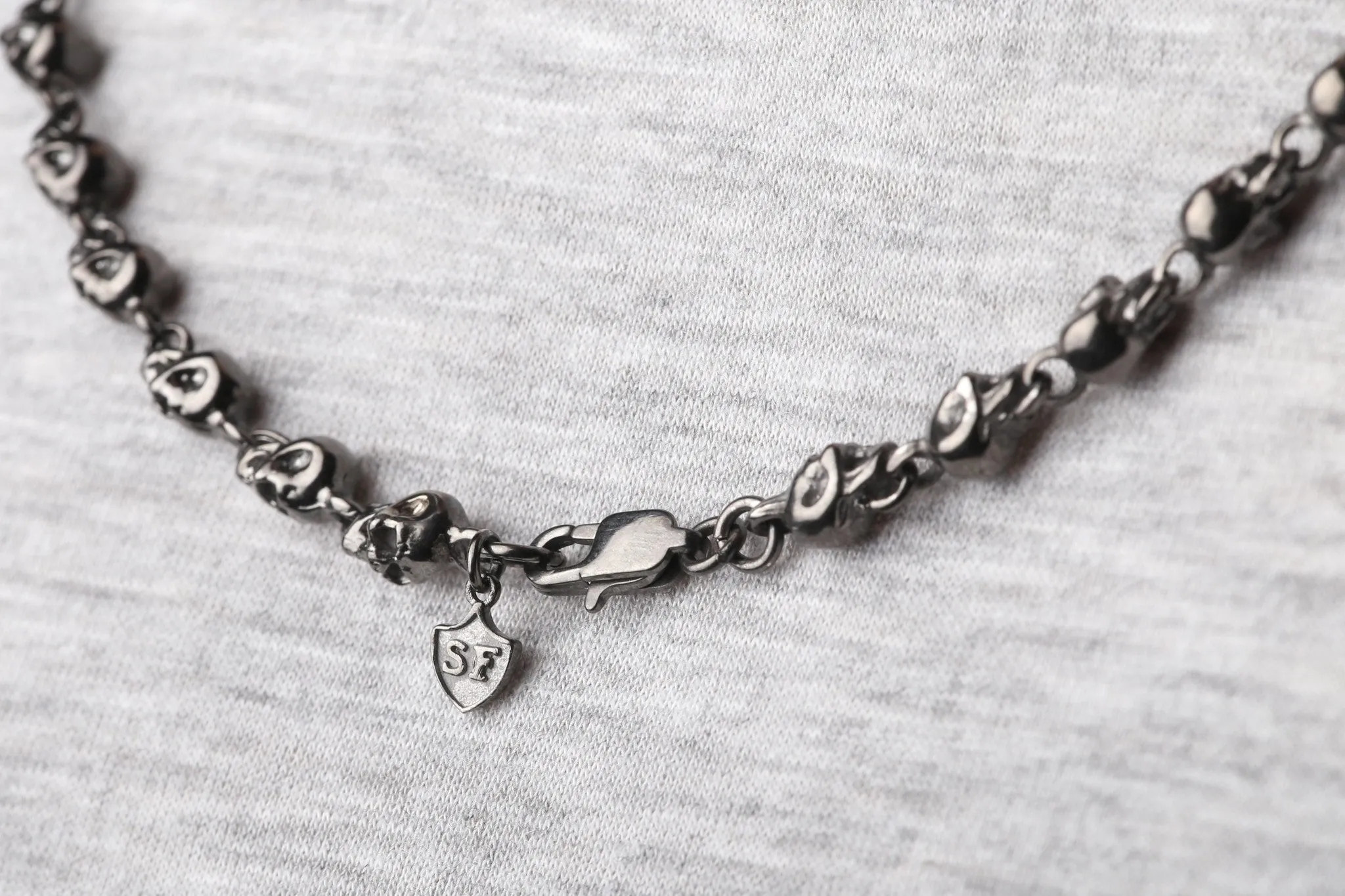 Skulls Safety Pin Necklace