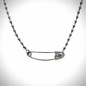 Skulls Safety Pin Necklace
