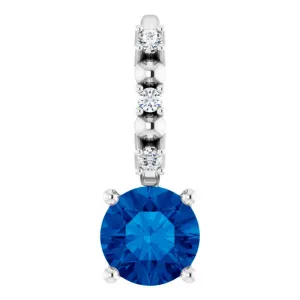Sterling Silver Imitation Blue Sapphire & .01 CTW Natural Diamond Charm/Pendant