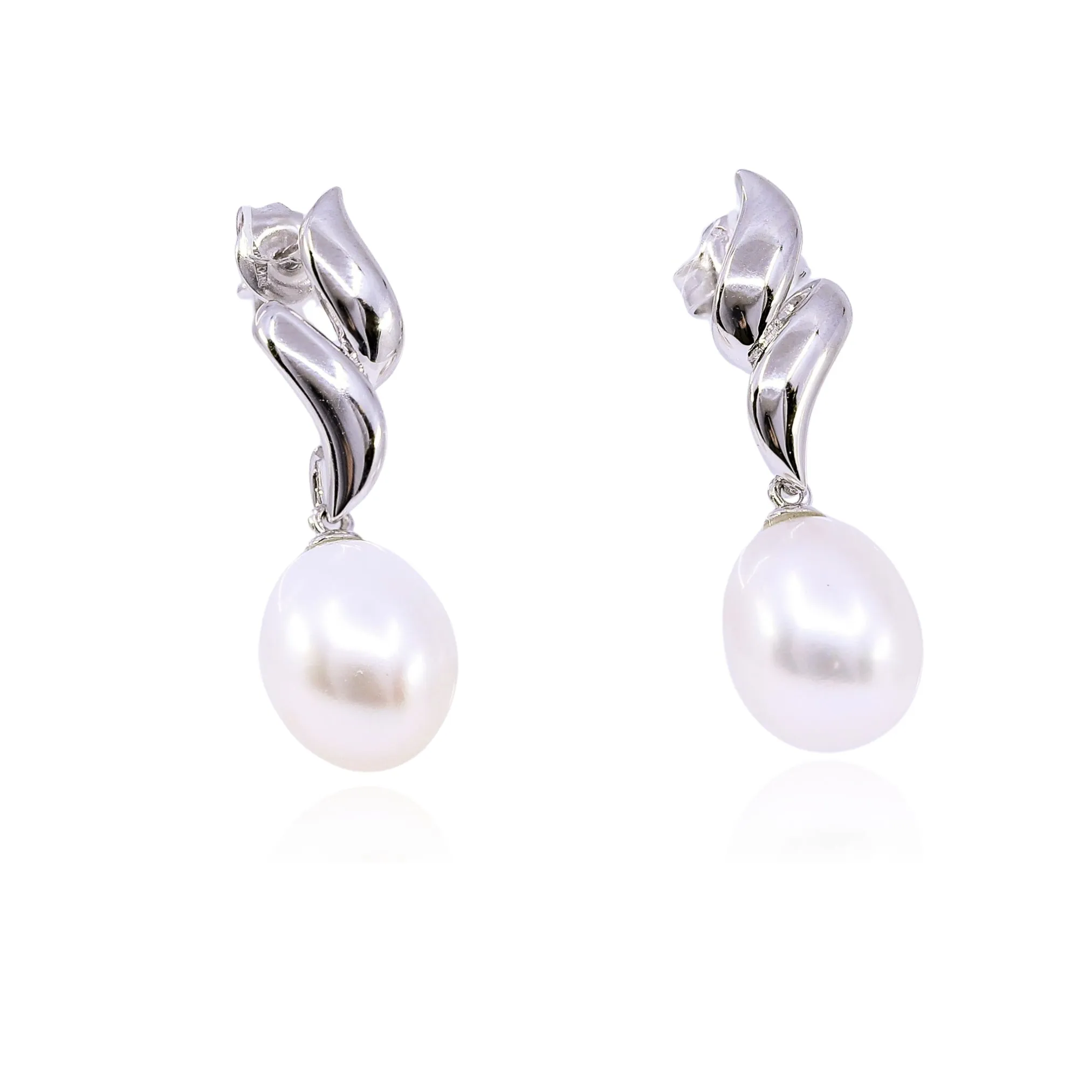 STERLING SILVER WHITE AND BLACK INTERCHANGEABLE FRESHWATER PEARL DROP EARRINGS