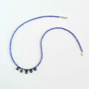 Tanzanite Faceted Bead Strand with Tourmalated Quartz Daggers