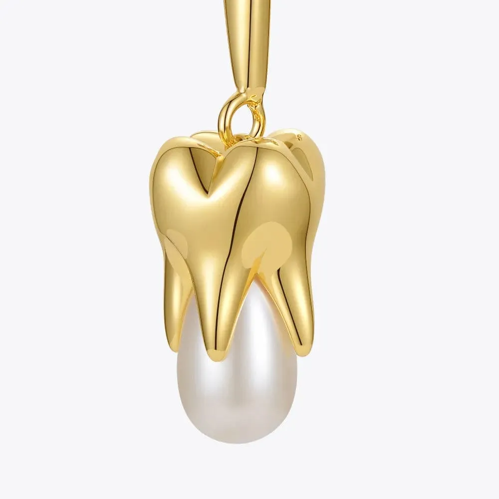 Tooth Shape Pearl Drop Earrings For Women Gold Color Earrings Jewelry
