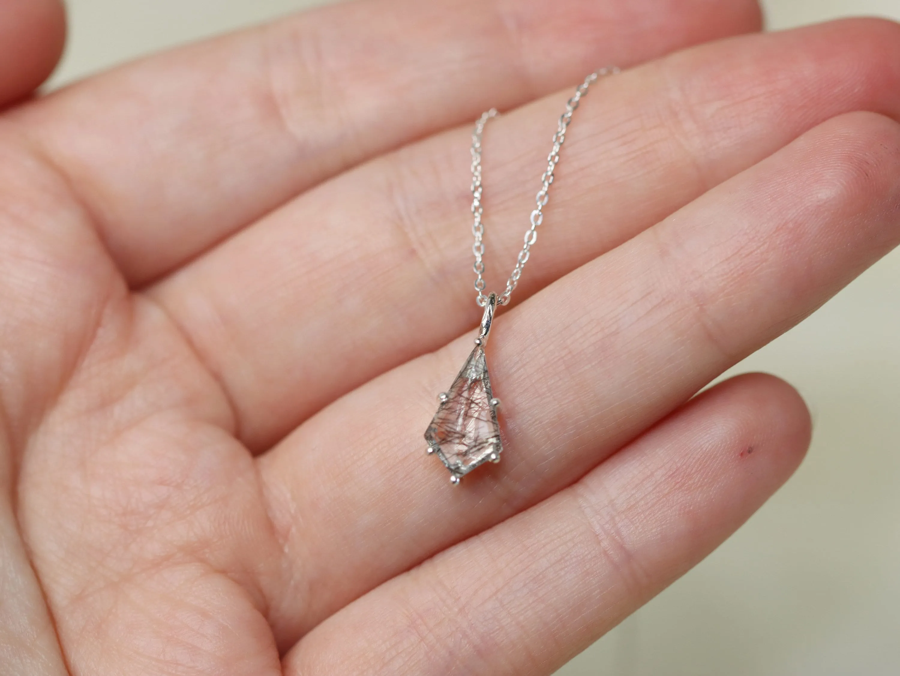 Tourmalinated Quartz Kite Pendant Necklace
