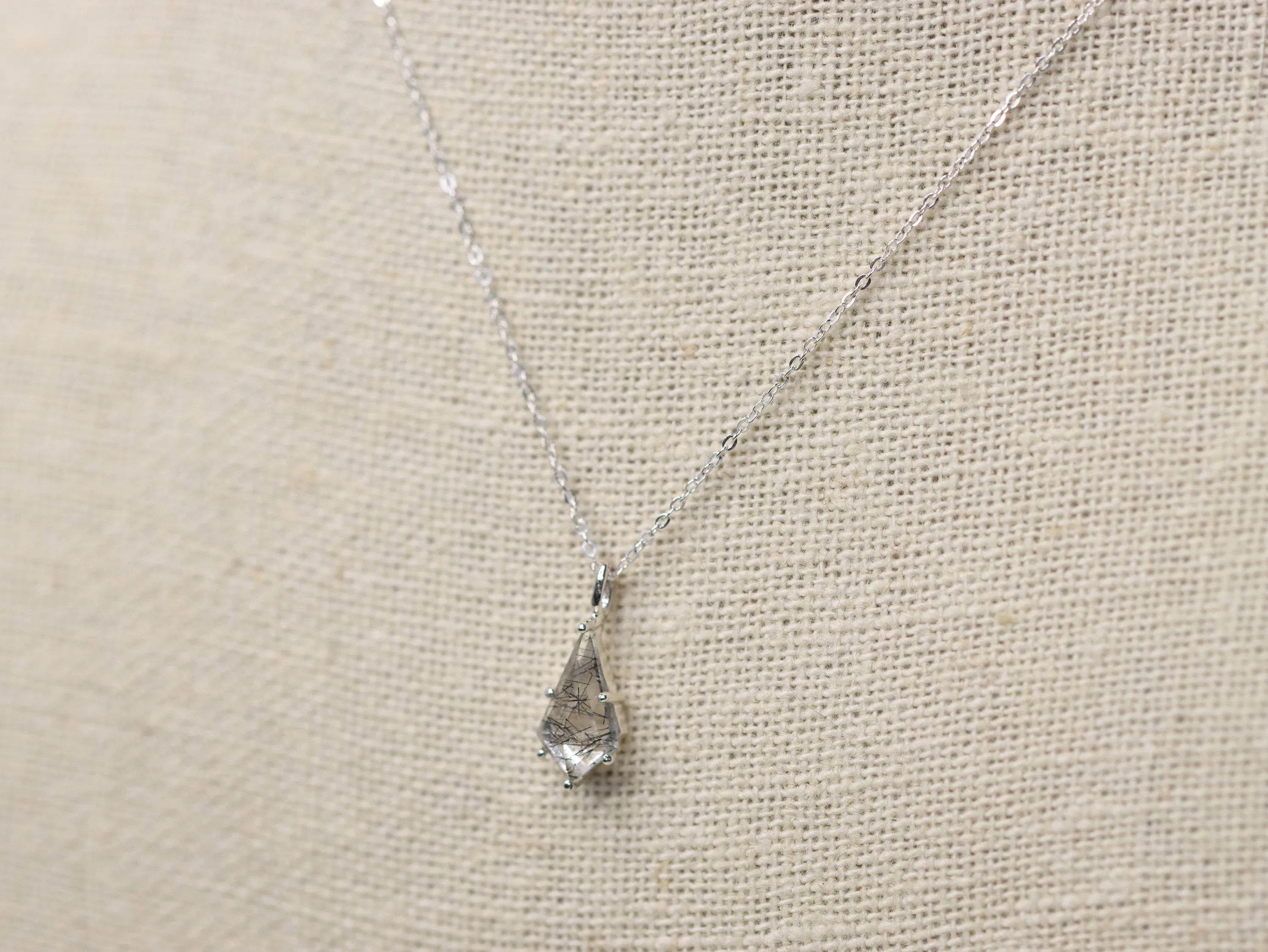 Tourmalinated Quartz Kite Pendant Necklace