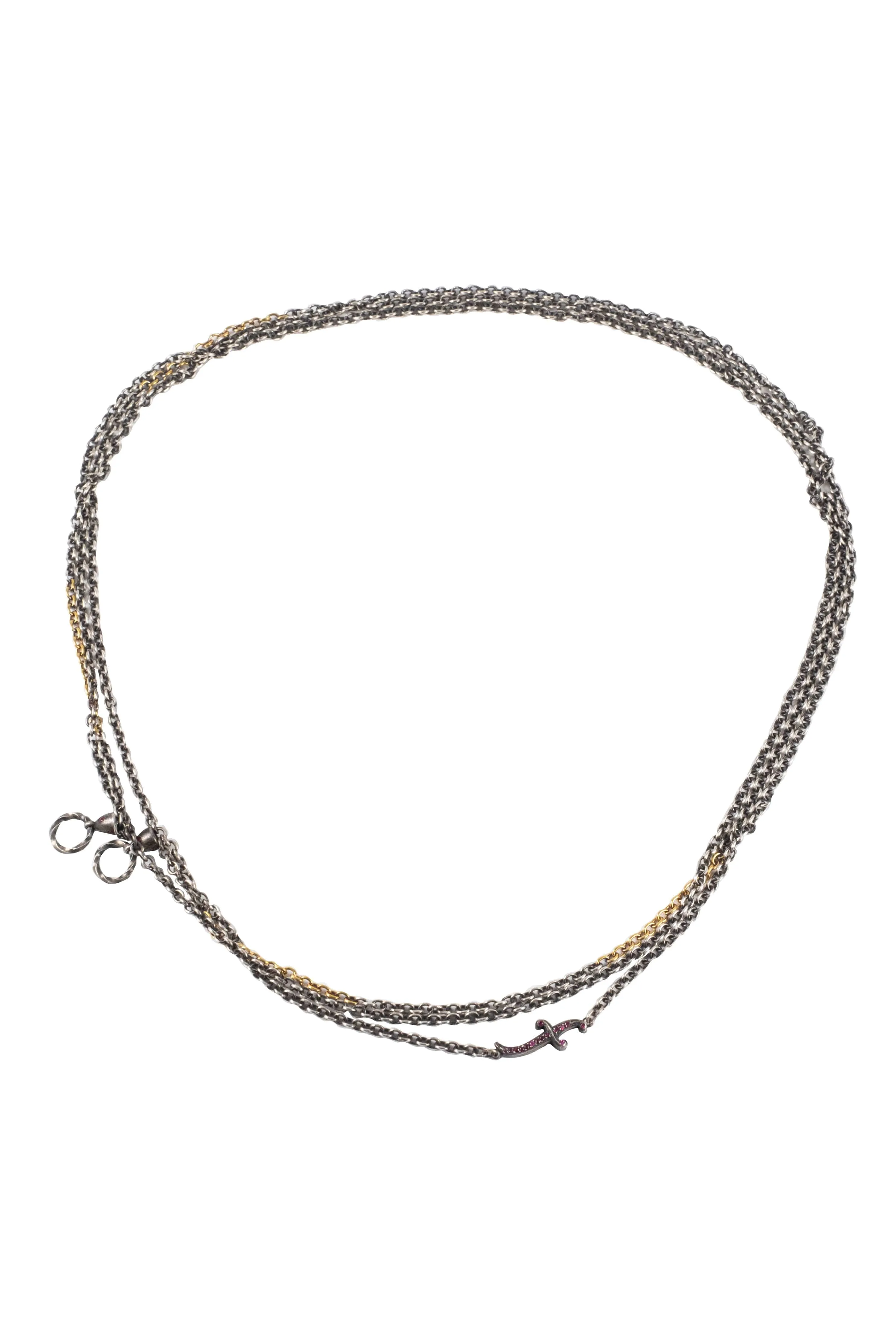 Triple Strand Chain Garnet Necklace