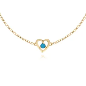 Türkis Armband, 9 Karat Gelbgold Türkis Rund Einzel Stein Herz 19cm Armband