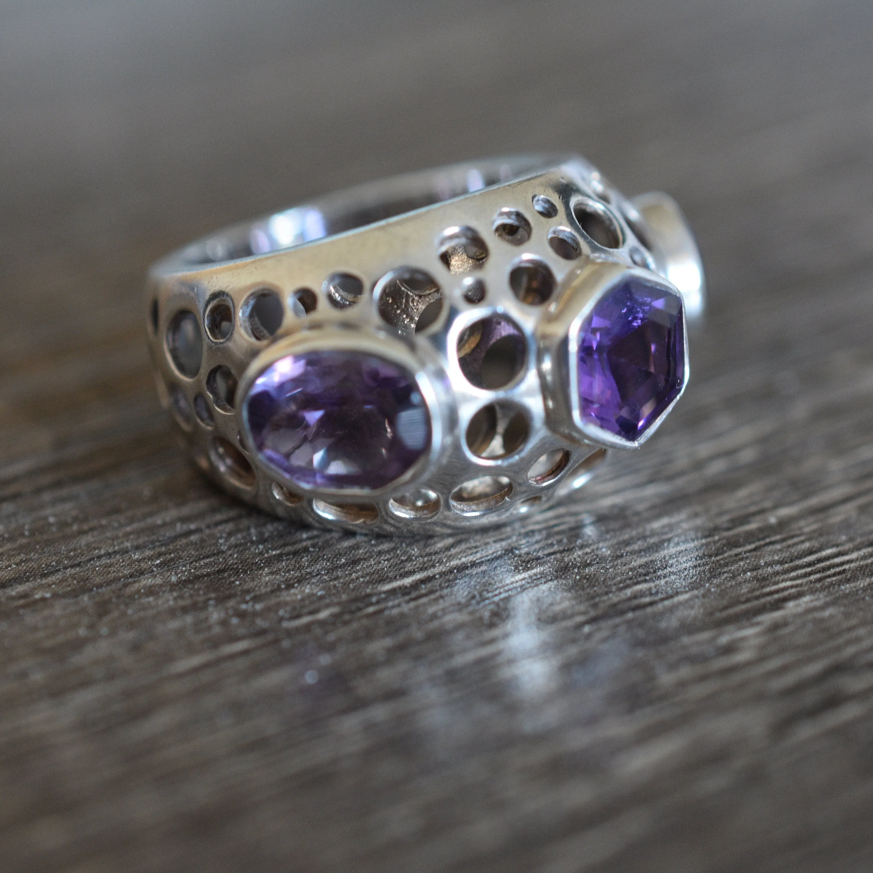 Unique Himalayan Amethyst 925 Sterling Silver Ring